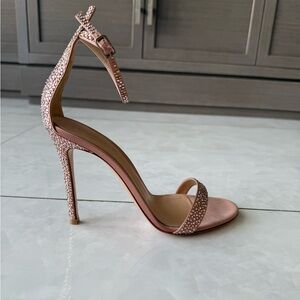 Gianvito Rossi crystal rose gold ankle strap high Heels